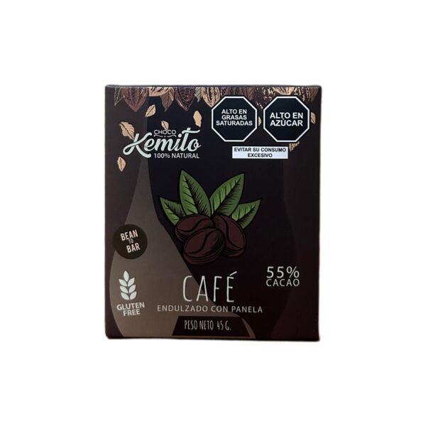 Chocolate de Cacao orgánico Kemito al 70% – Café 45gr