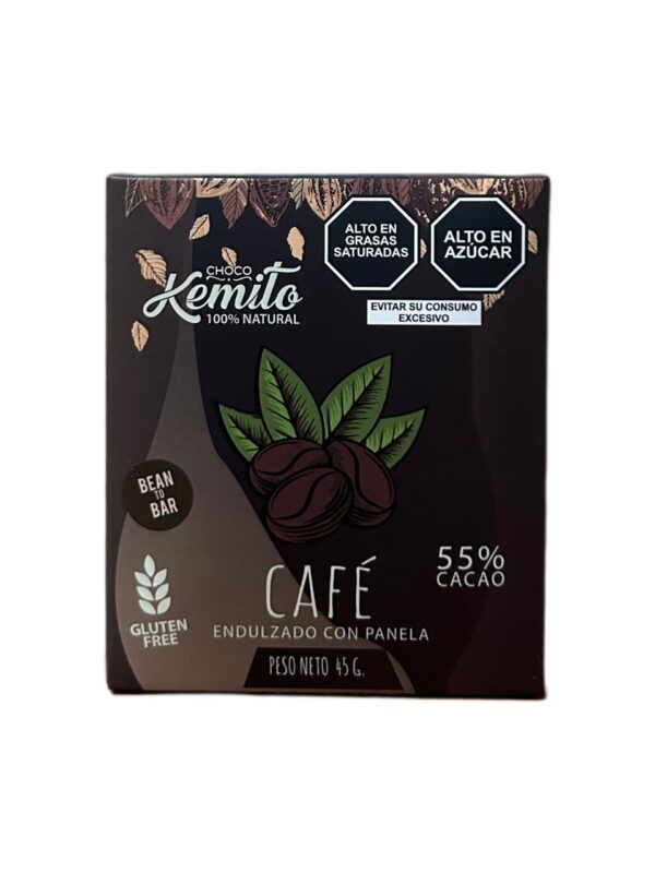 Chocolate de Cacao orgánico Kemito al 70% – Café 45gr