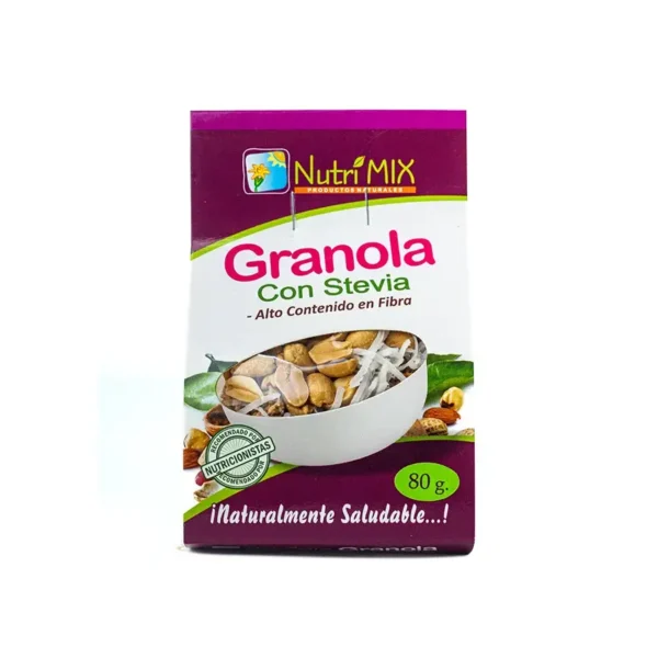 Granola con stevia NUTRIMIX 80 g. Granola NUTRIMIX con stevia en caja de 80 g.
