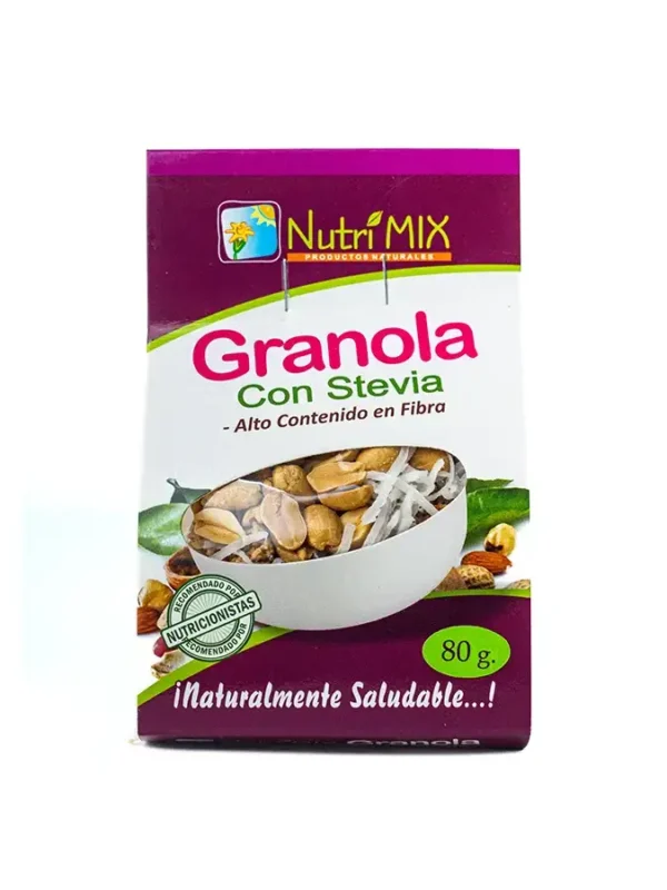 Granola con stevia NUTRIMIX 80 g. Granola NUTRIMIX con stevia en caja de 80 g.