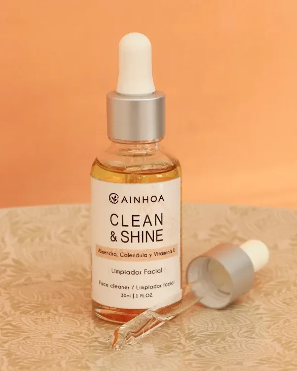 AINHOA Clean & Shine – Limpiador facial 30 ml. Limpiador Facial Clean & Shine AINHOA frasco de 30 ml.