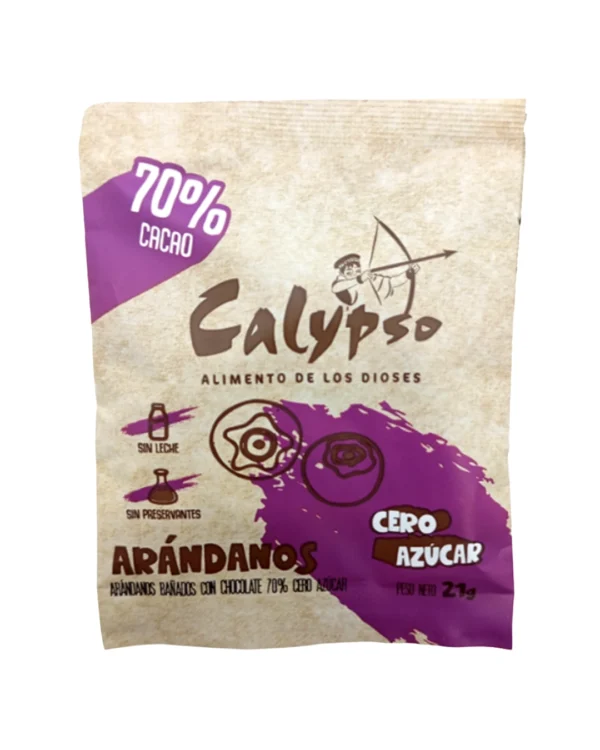 Arándanos bañados con chocolate 70% cacao sin azúcar snack saludable en Perú