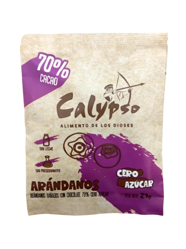 Arándanos bañados con chocolate 70% cacao sin azúcar snack saludable en Perú